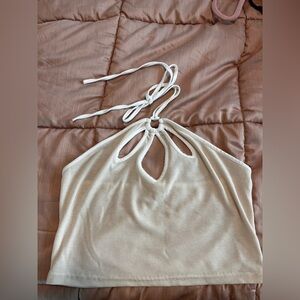 Chic Cream Halter Crop Top